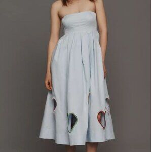 NEW Mare Mare Strapless Cut Out Hearts A-line Midi Dress